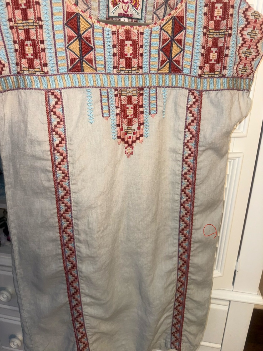 Johnny Was Ezra 100% Linen Embroidered Shift Tunic Dress Small Boho - Picture 3 of 7